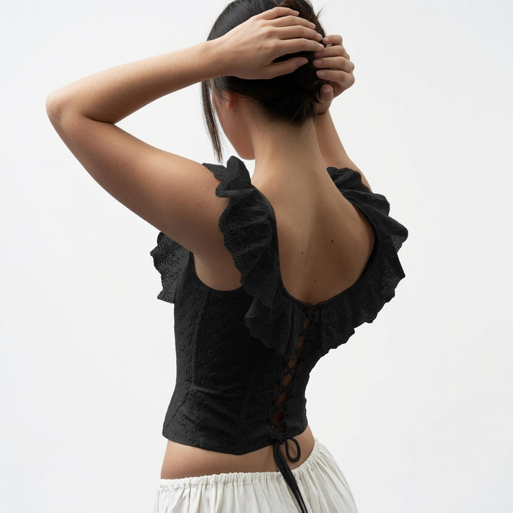 The Elara Ruffle Off-Shoulder Corset Top