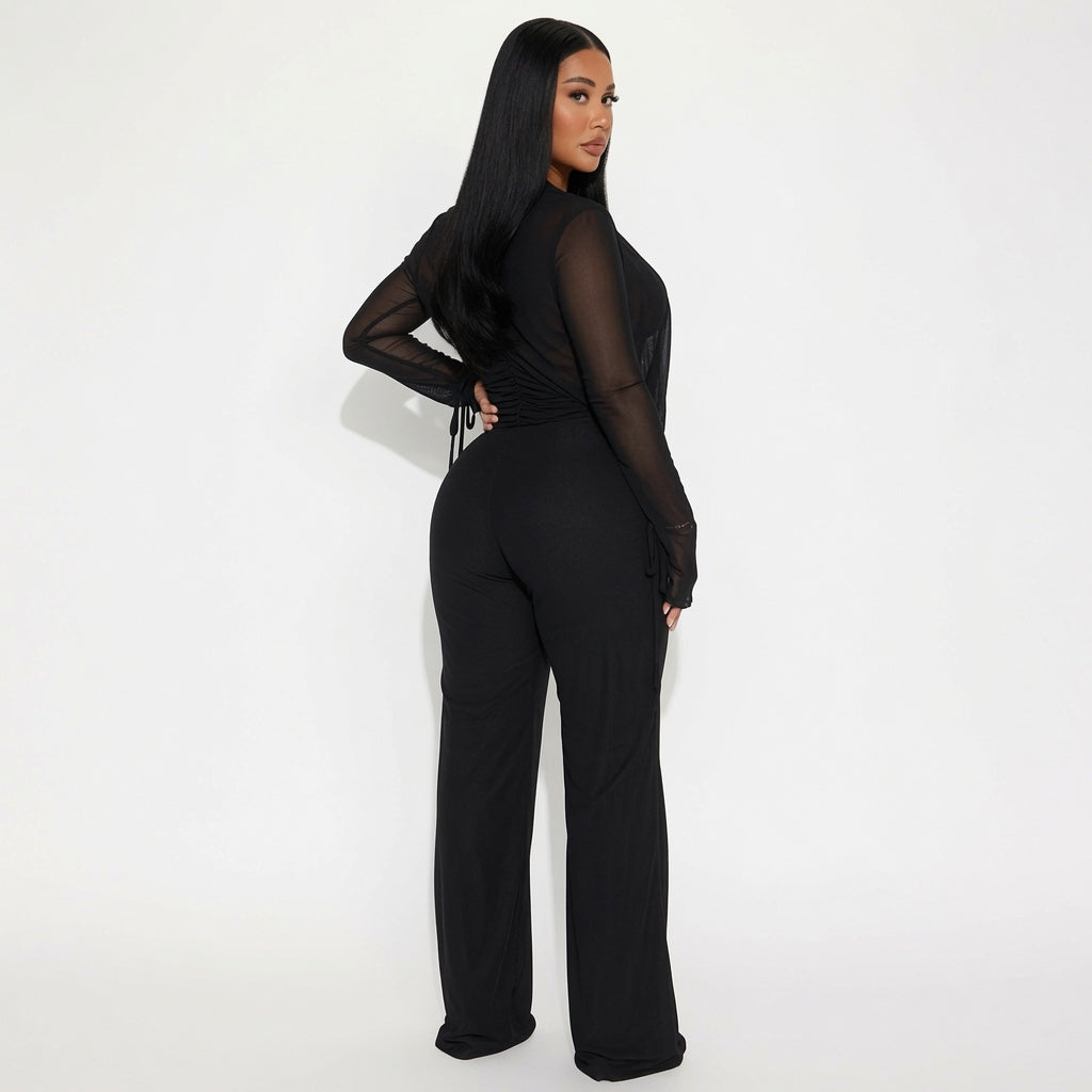The Elara Sheer Draped Mesh Two-Piece Set