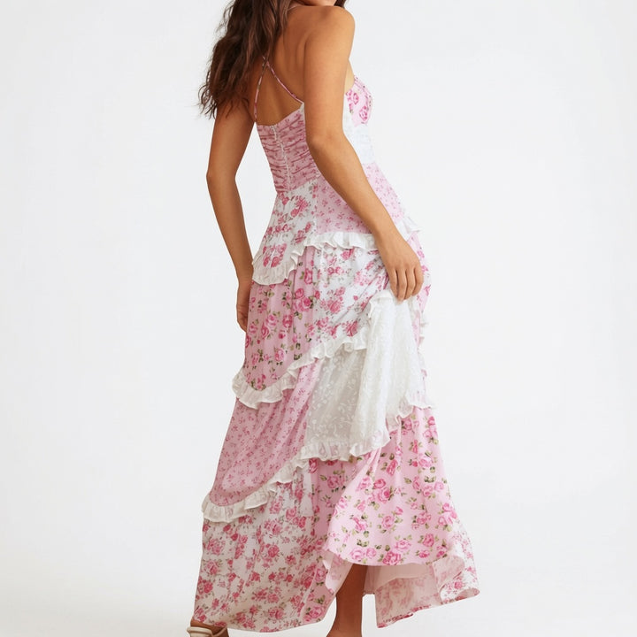 The Elara Heirloom Floral Patchwork Maxi Dress
