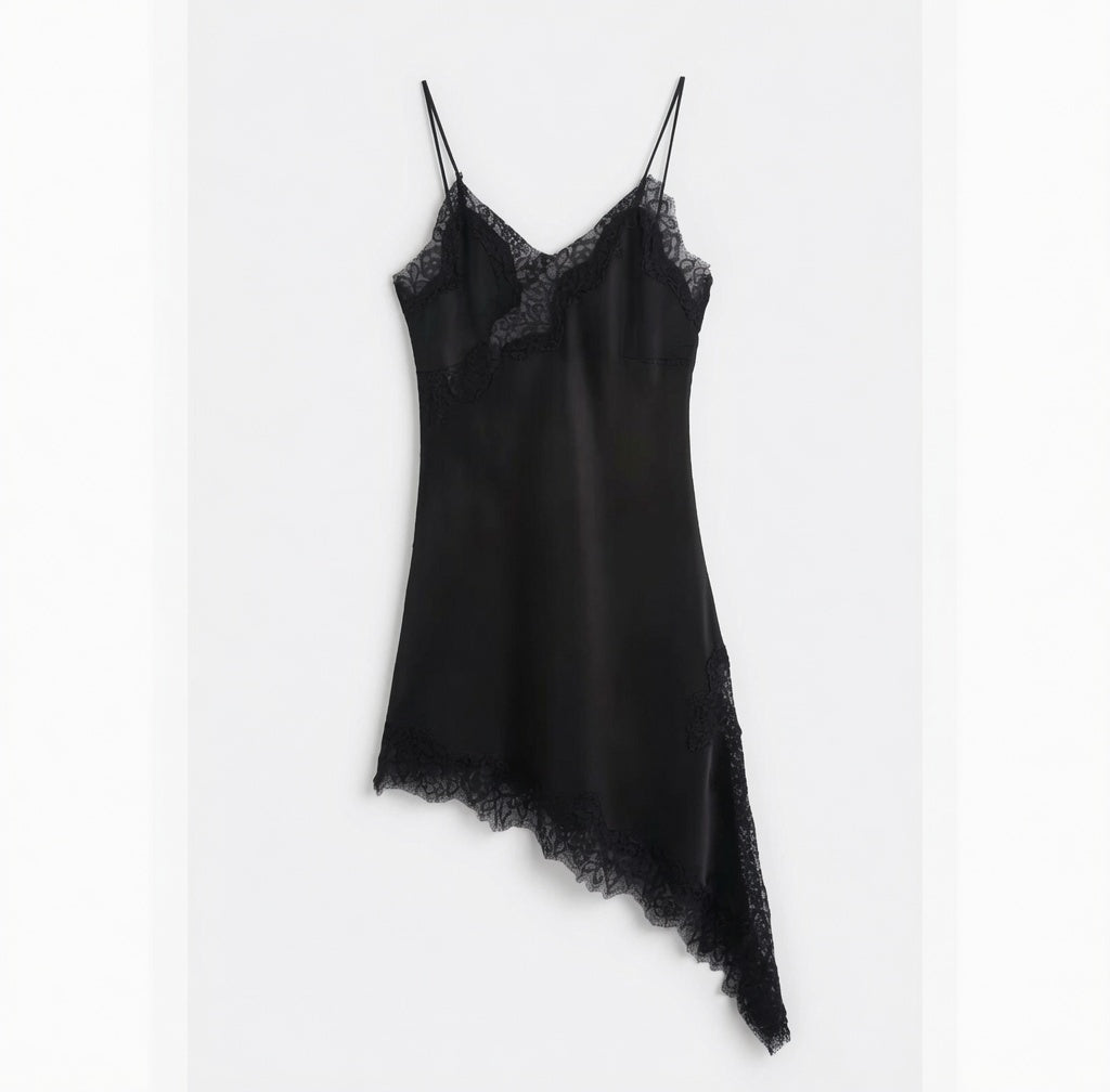 The Elara Asymmetric Satin Lace Cami Top