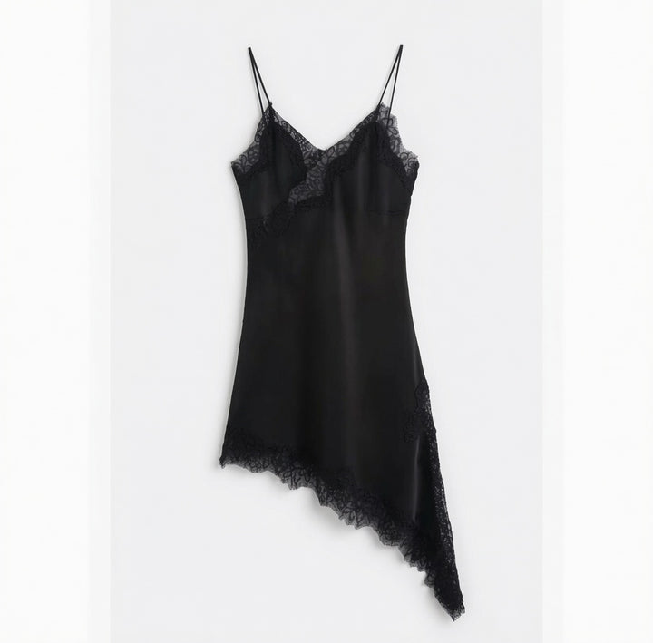 The Elara Asymmetric Satin Lace Cami Top