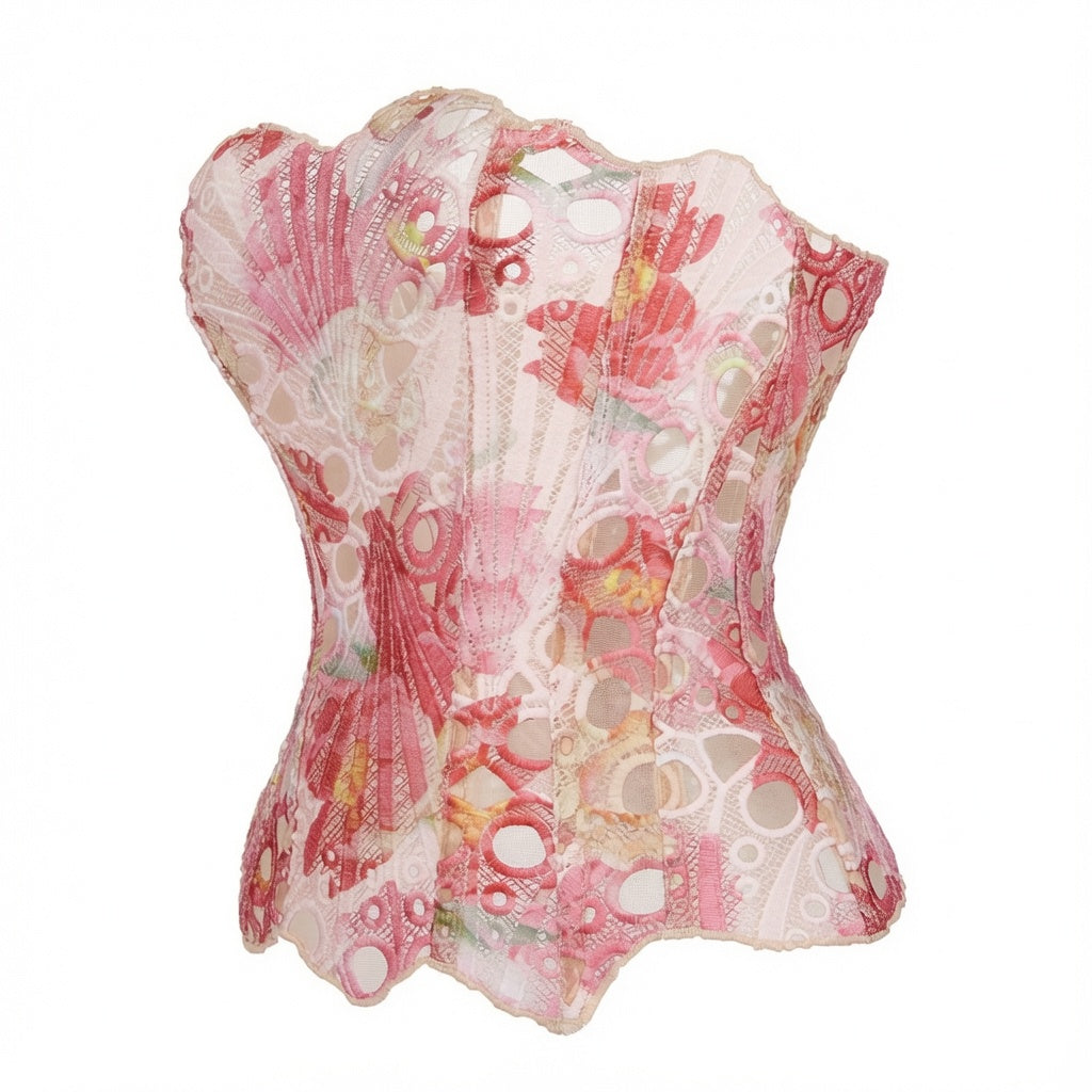 The Elara Floral Lace Corset Tube Top