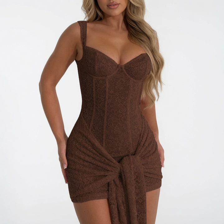 The Elara Backless Lace Corset Bodycon Mini Dress