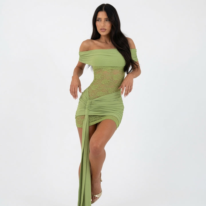The Romantic Off-Shoulder Lace Mini Dress