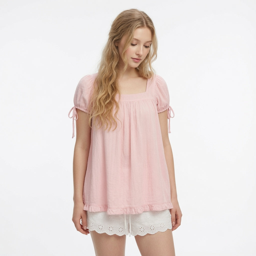 The Elara Romantic Square Neck Top