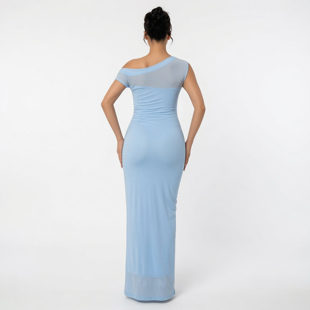 The Elara One-Shoulder 3D Floral Lace Maxi Dress