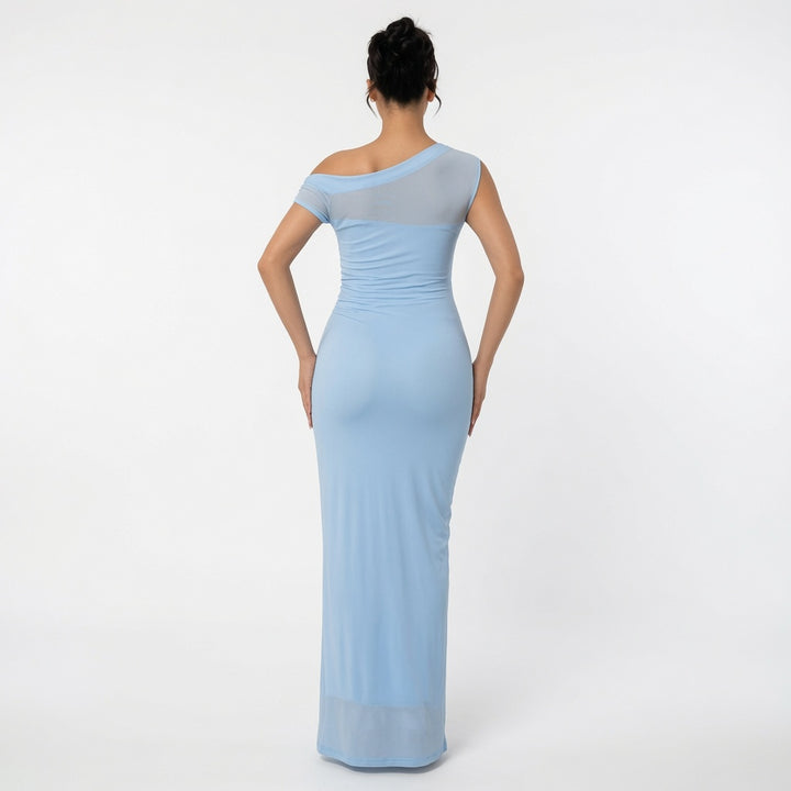 The Elara One-Shoulder 3D Floral Lace Maxi Dress