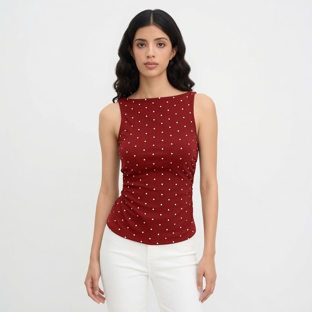 The Elara Polka Dot Tie Back Tank Top