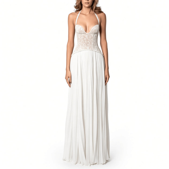 The Elara Maris Sculpted Pleat Maxi Dress