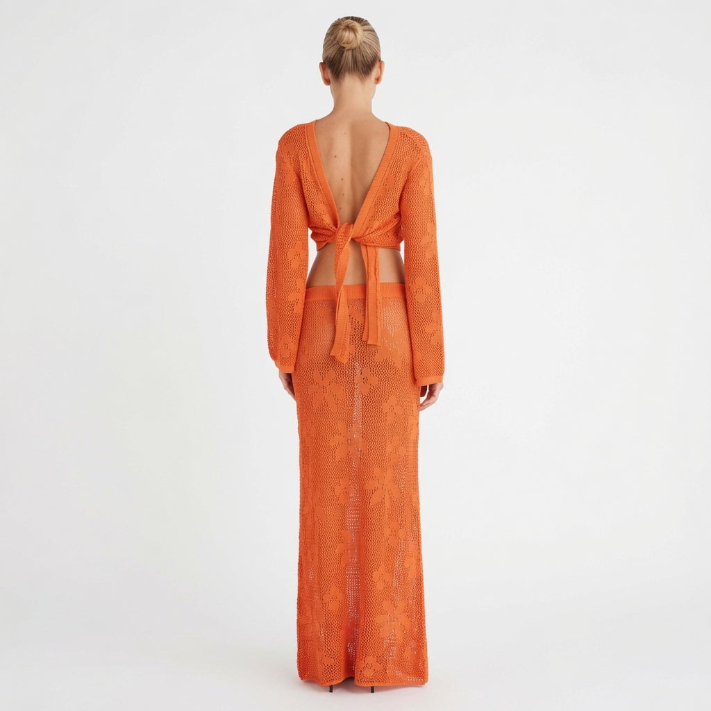 The Elara Crochet Floral Wrap Tie 2 Piece Cover Up Set
