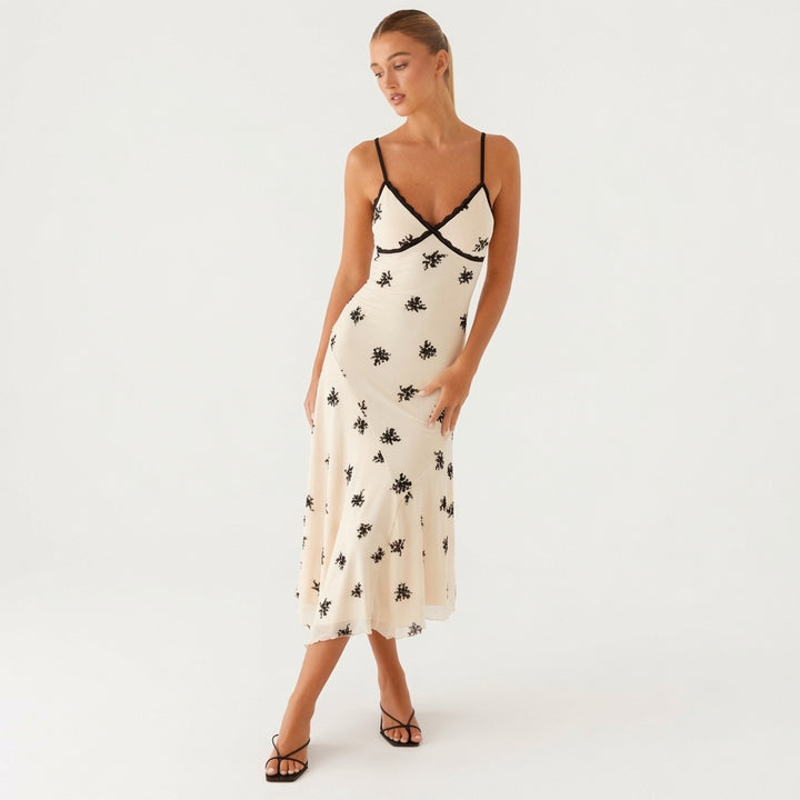Boho Floral Embroidered Lace Slip Dress