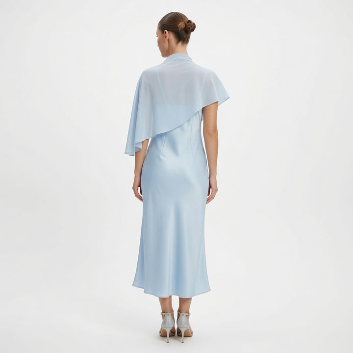The Elara Celeste Cape Maxi Dress