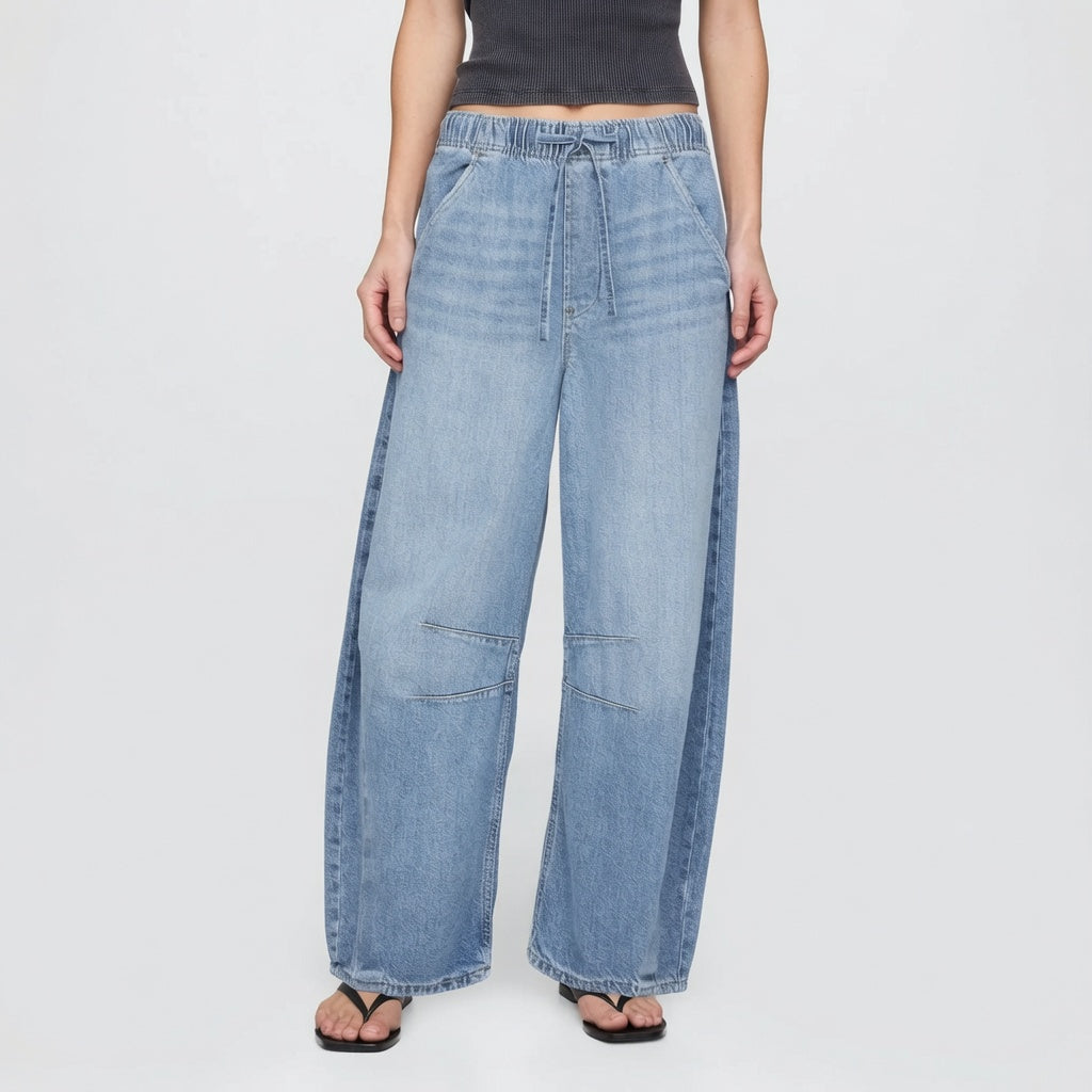 The Elara Wide Leg Drawstring Cargo Jeans