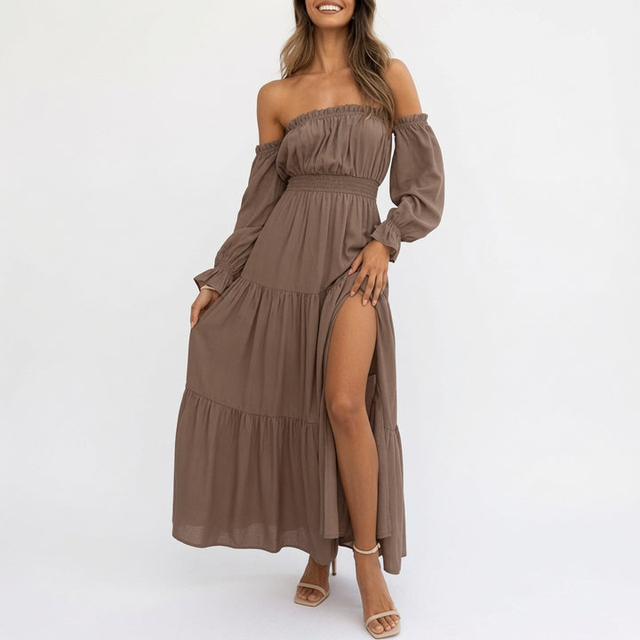 Boho Off-Shoulder Smocked Tiered Maxi Dress