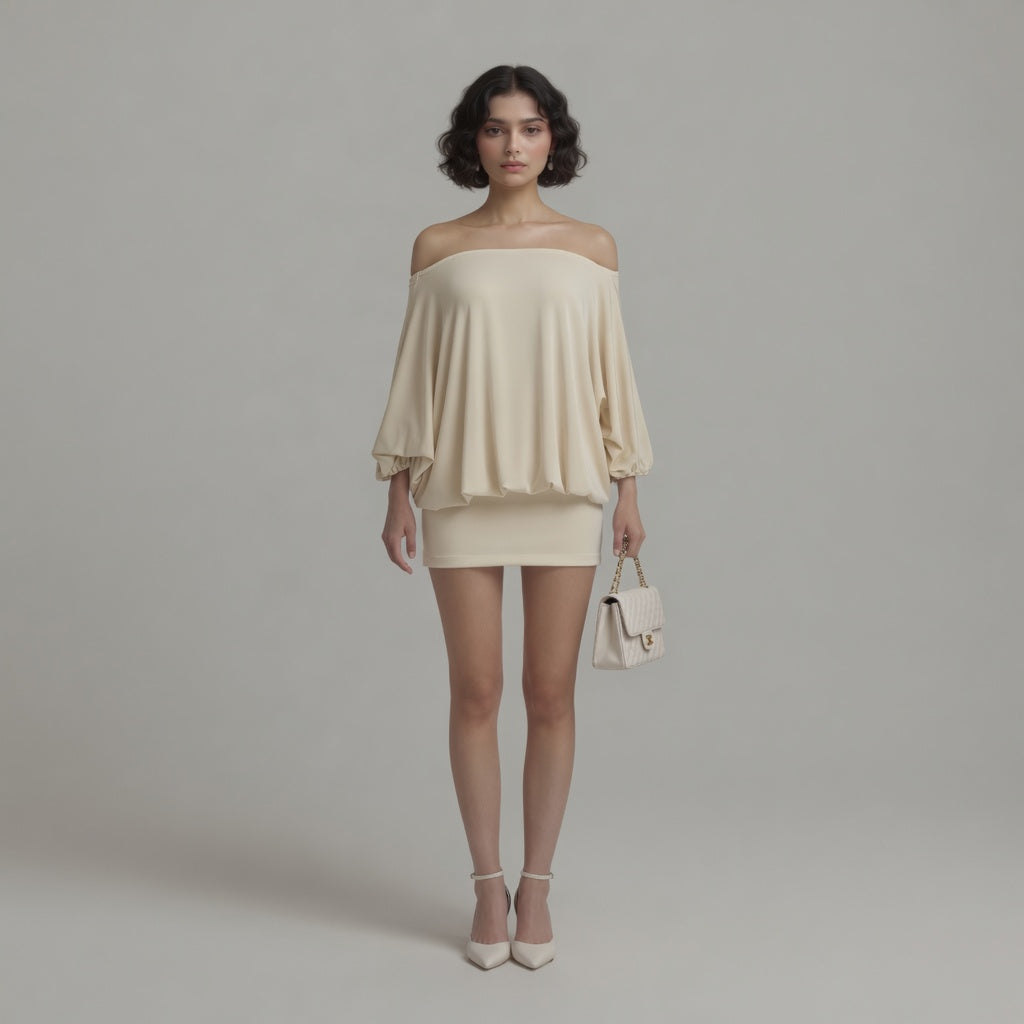 The Elara Off-Shoulder Backless Tie Mini Dress