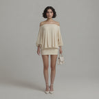 The Elara Off-Shoulder Backless Tie Mini Dress