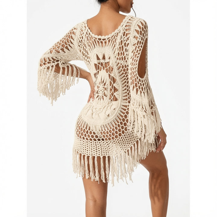 The Elara Crochet Fringe Cover-Up Top