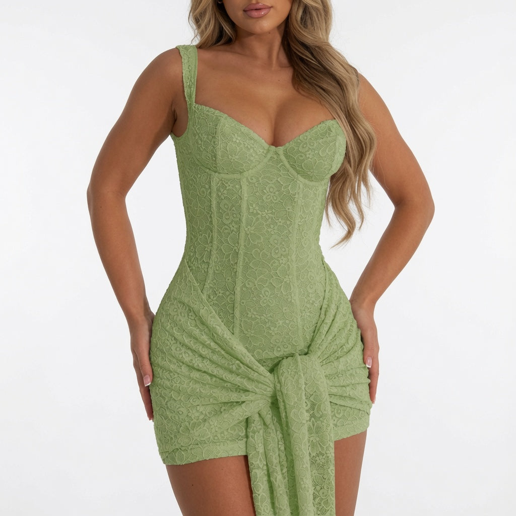 The Elara Backless Lace Corset Bodycon Mini Dress