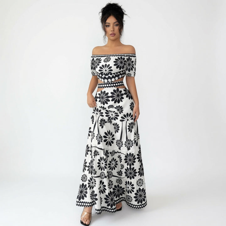 The Elara Floral Off-Shoulder Cut-Out Two-Piece Set