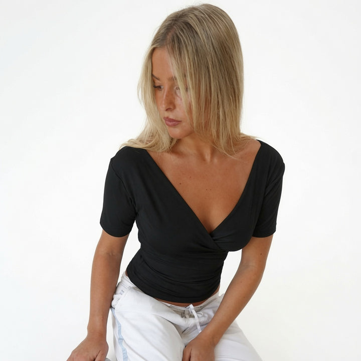 The Elara Cross V-Neck Top