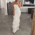 The Elara Curve-Friendly Bandeau Tiered Ruffle Dress