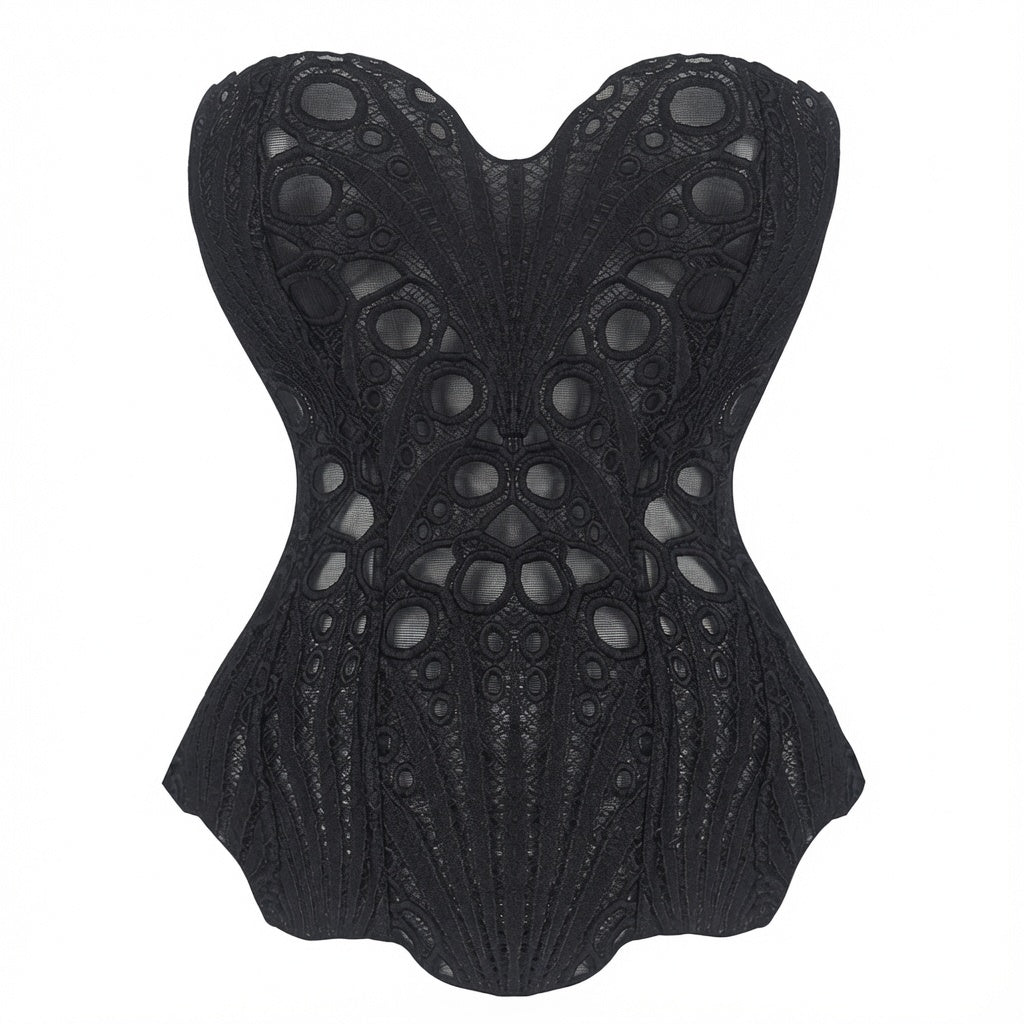 The Elara Floral Lace Corset Tube Top