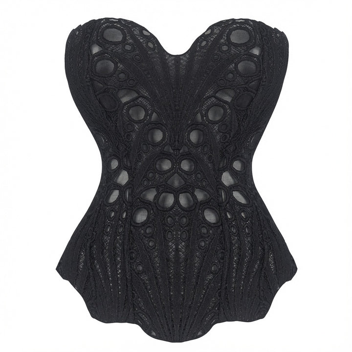 The Elara Floral Lace Corset Tube Top