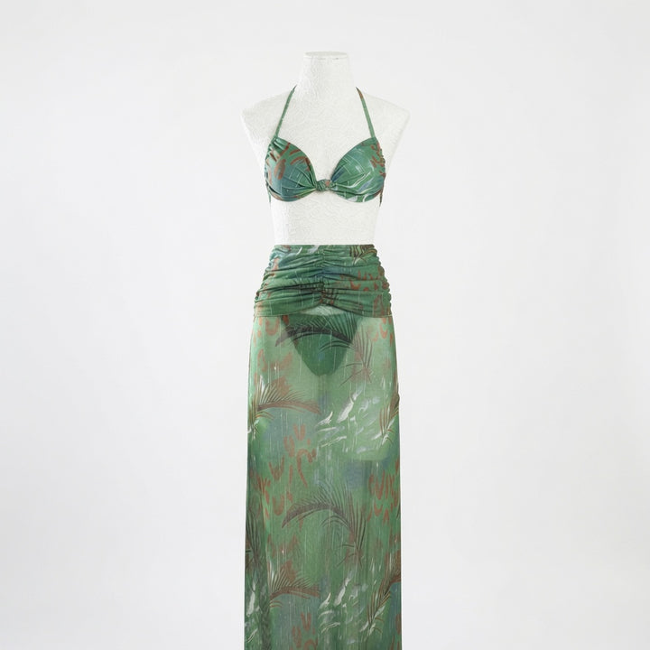 The Elara Pearl Knot Bikini Skirt Set
