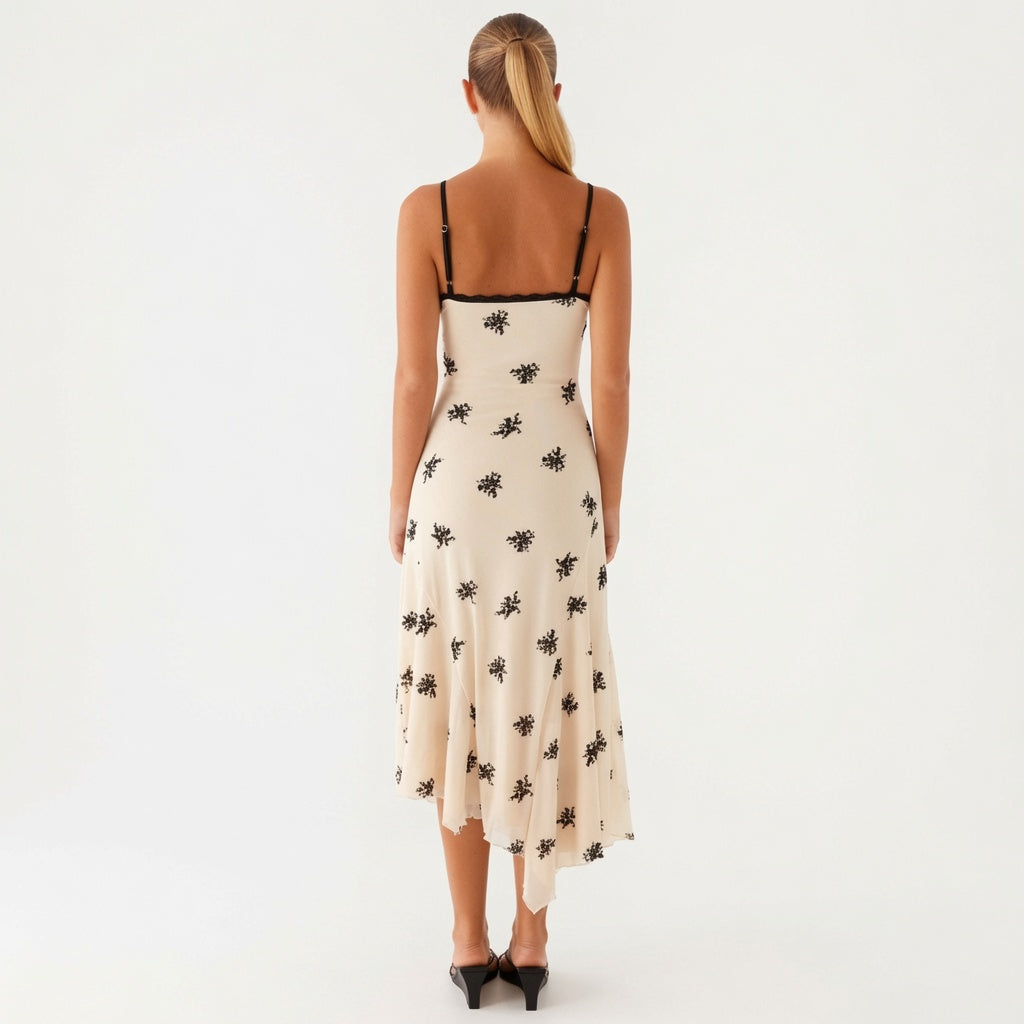 Boho Floral Embroidered Lace Slip Dress