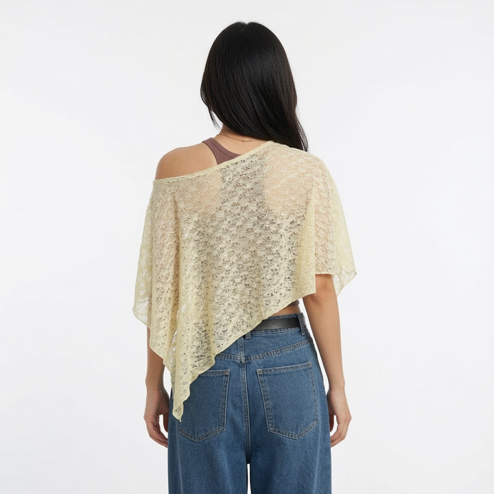 The Elara Asymmetrical Sheer Knit Cape
