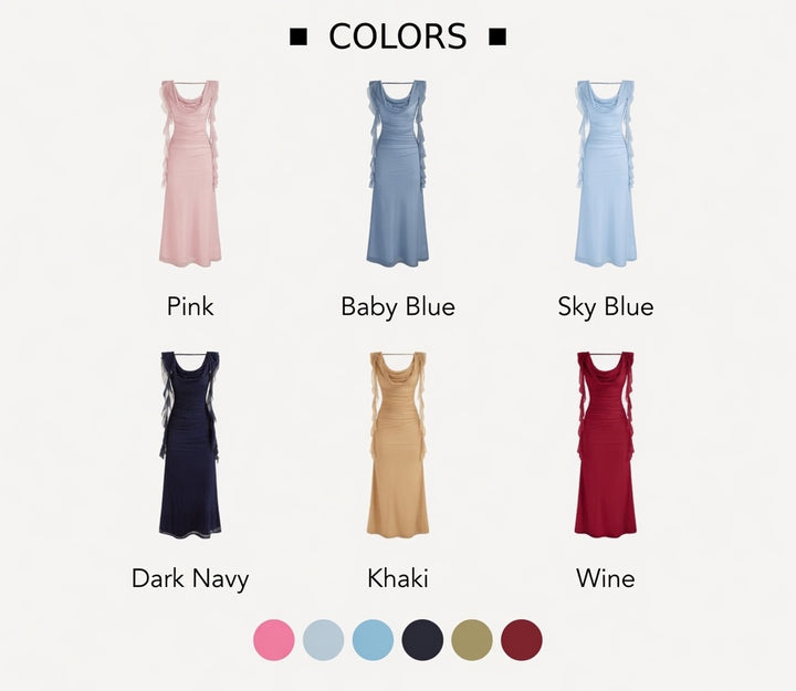 The Elara Cascading Ruffle Ruched Maxi