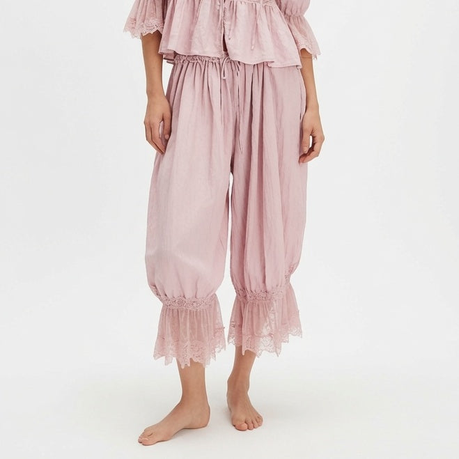 The Elara Vintage Lace Bloomer Pants
