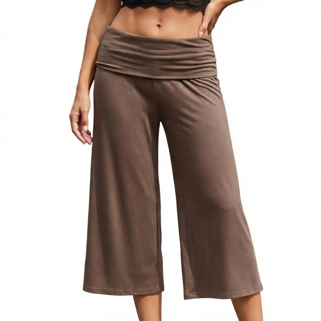 The Elara Fold Over Wide Leg Capri Pants