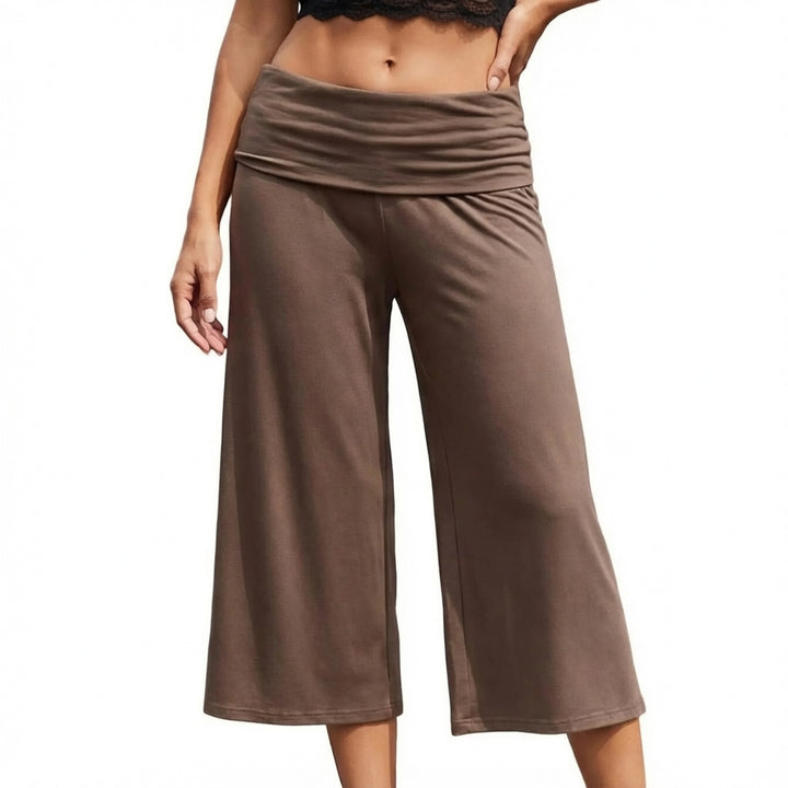 The Elara Fold Over Wide Leg Capri Pants