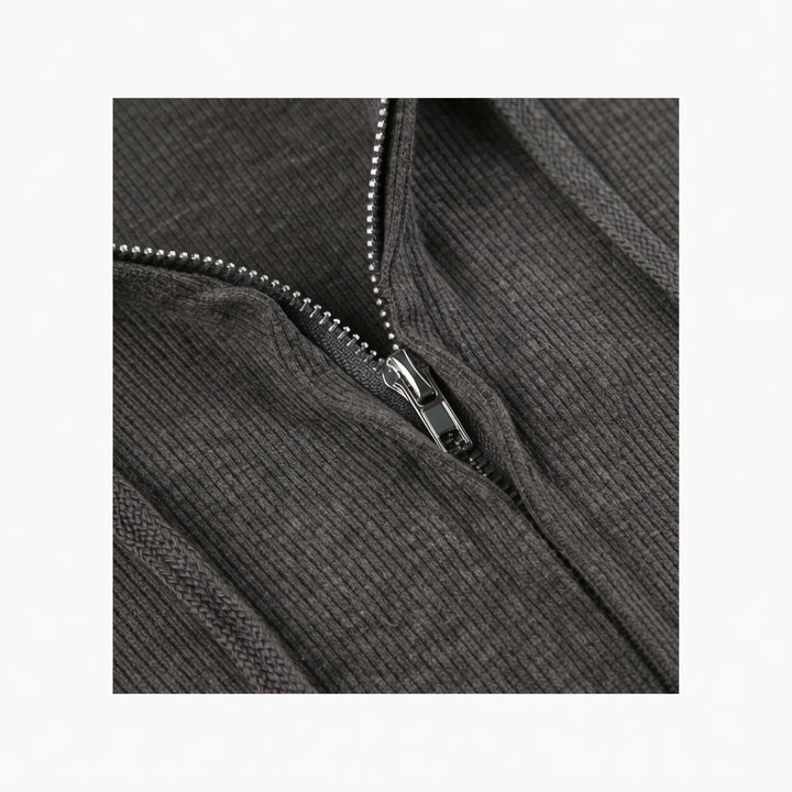 The Elara Sculpted Ribbed Zip Hoodie