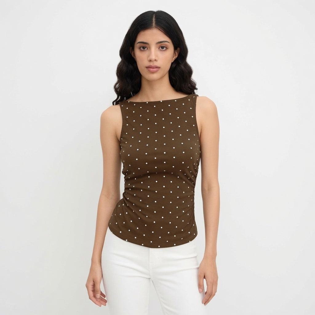 The Elara Polka Dot Tie Back Tank Top