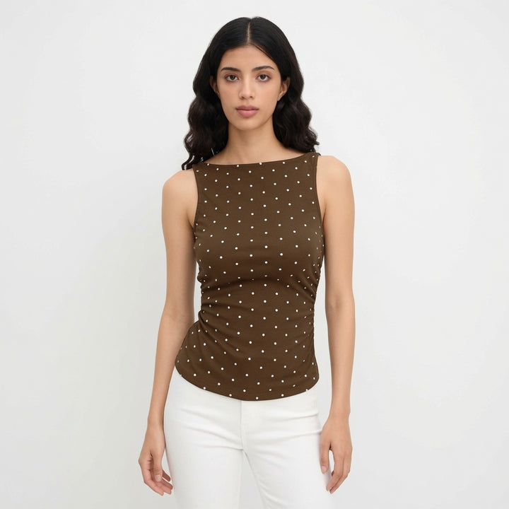The Elara Polka Dot Tie Back Tank Top