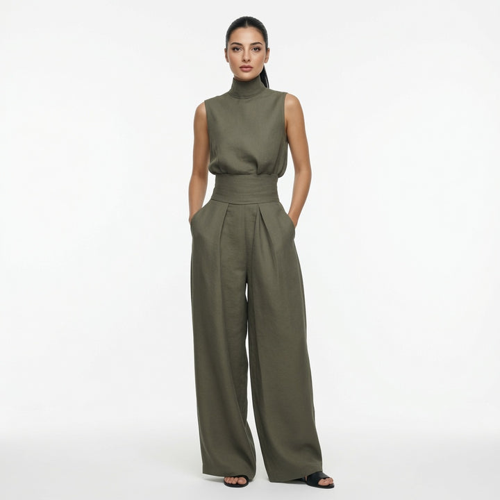 The Elara Mock Neck Wide Leg Two Piece Set