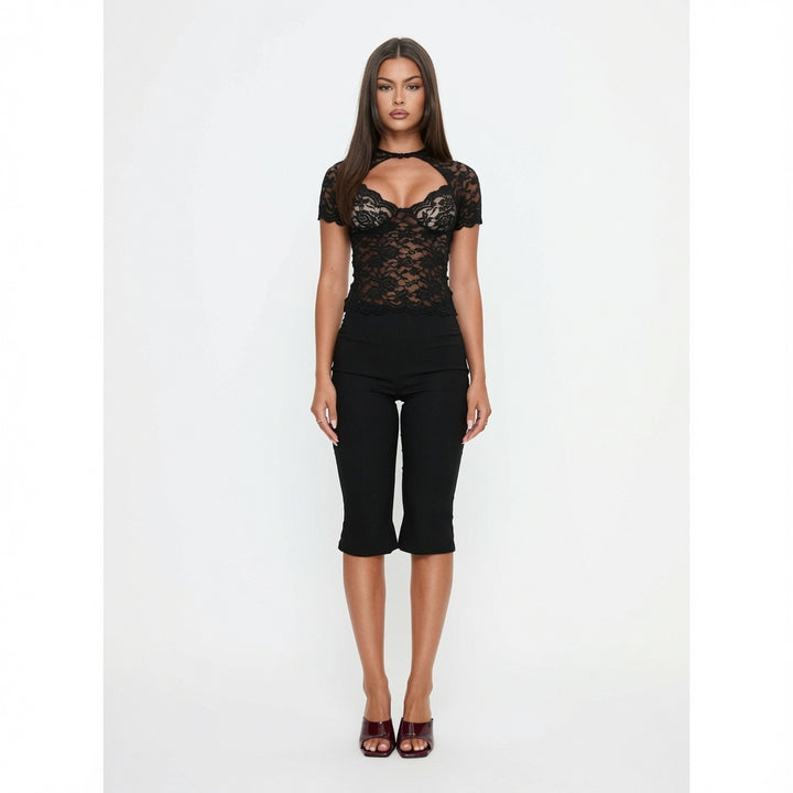 The Elara Sweetheart Lace Cutout Top