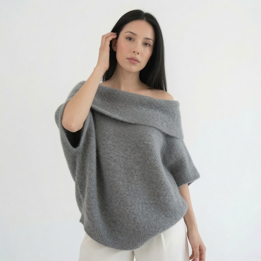 The Elara Alpaca-Blend Turtleneck Poncho