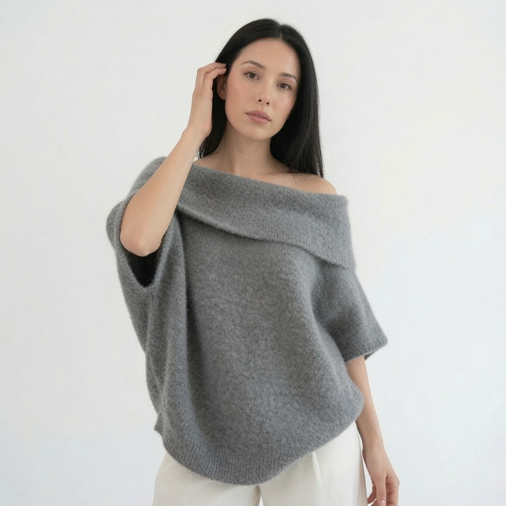 The Elara Alpaca-Blend Turtleneck Poncho
