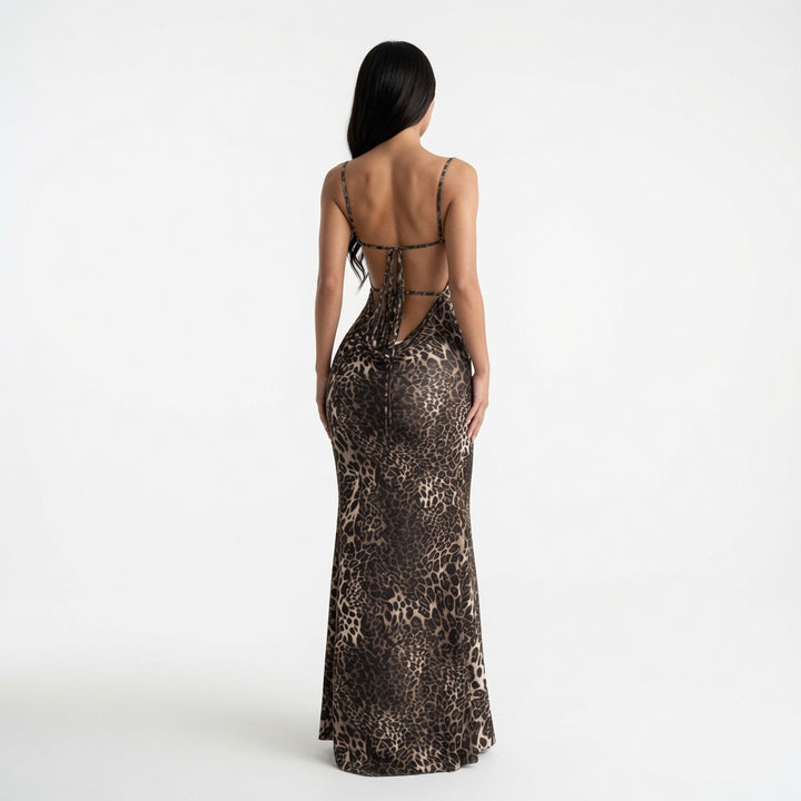 The Elara Leopard Slinky Mermaid Maxi