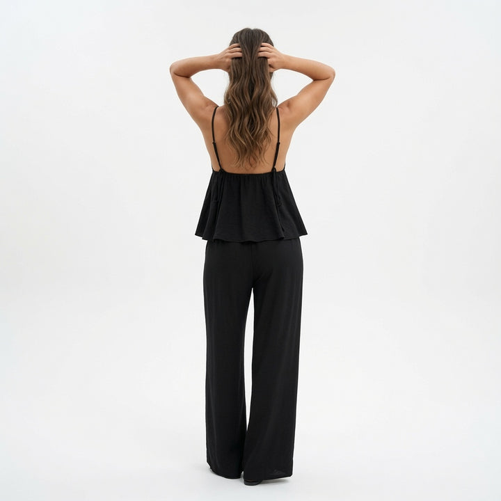 The Elara Luxe Draped Cami Wide Leg Set