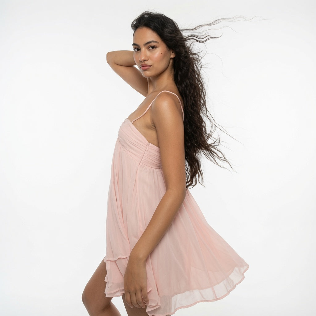 The Elara Flowy Spaghetti Strap Mini Dress