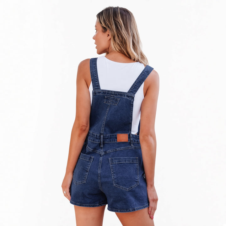 The Elara Aileen Denim Short Overalls