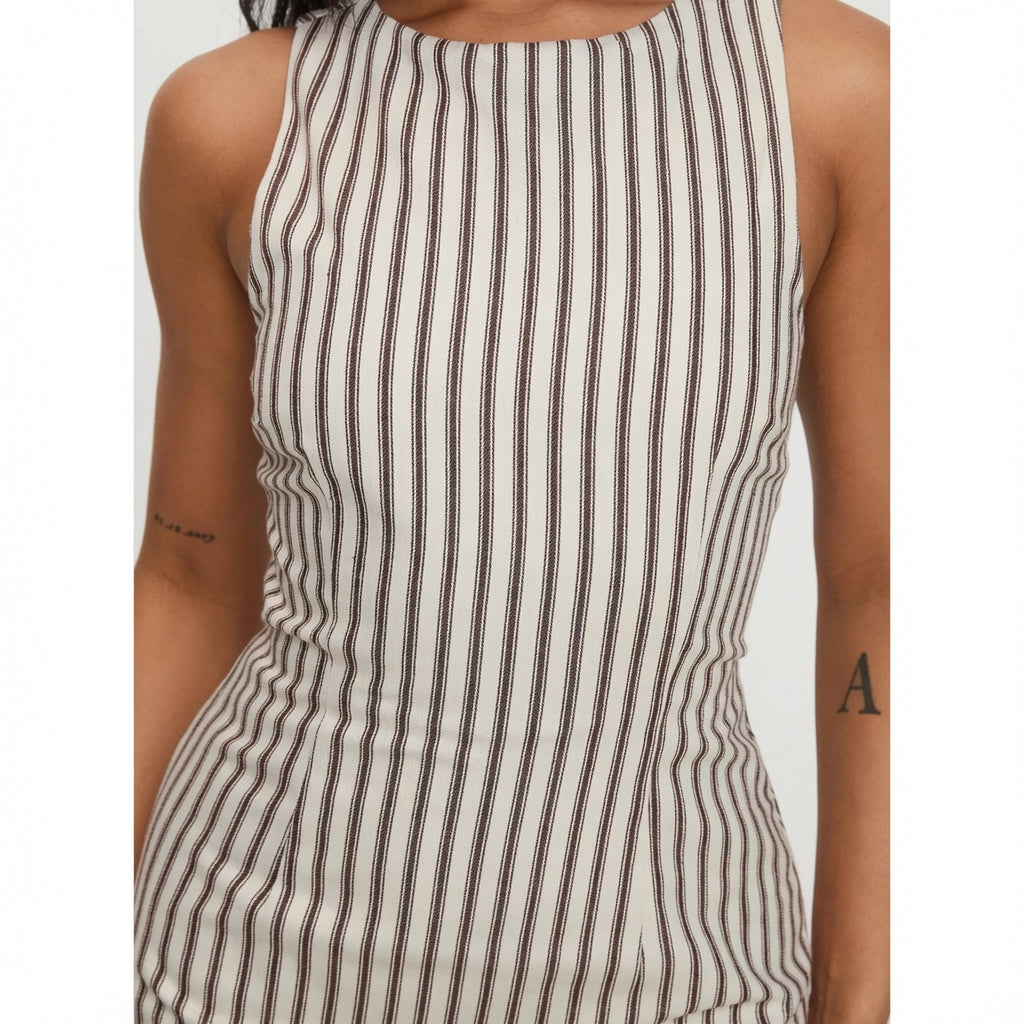 The Elara Striped Tie-Waist Mini Dress