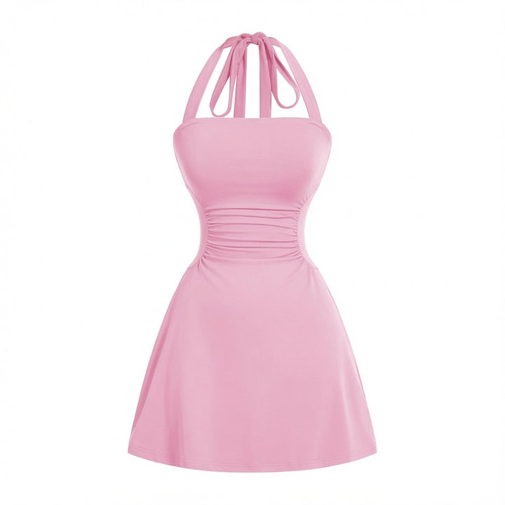 The Elara Sculpting Halter Mini Dress
