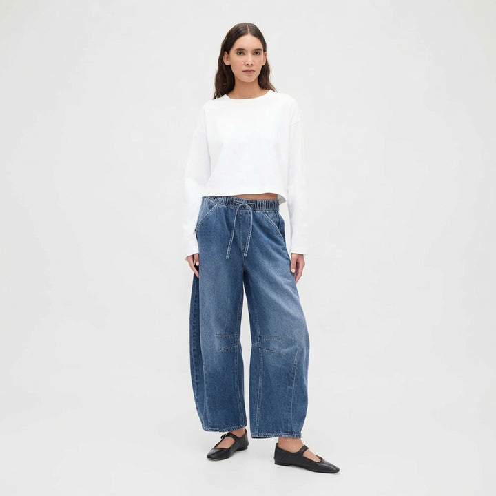 The Elara Wide Leg Drawstring Cargo Jeans