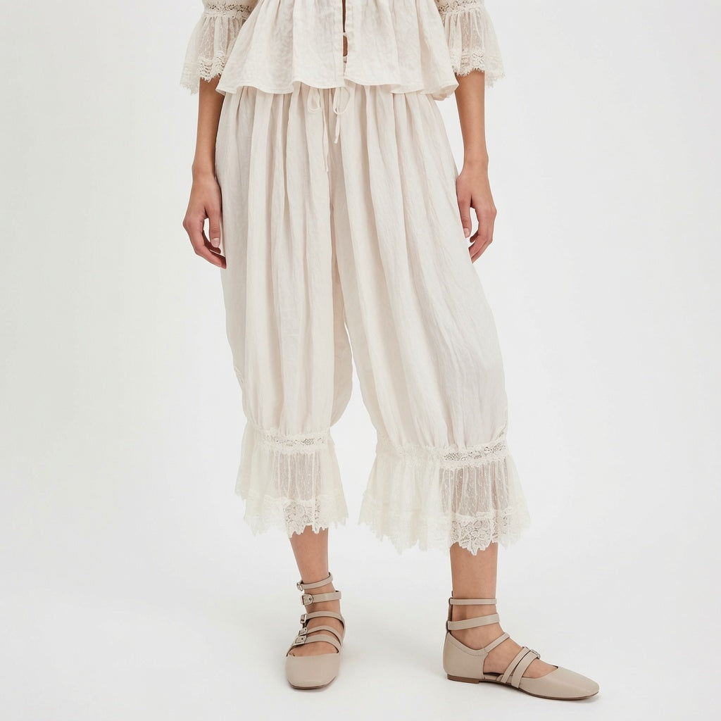 The Elara Vintage Lace Bloomer Pants