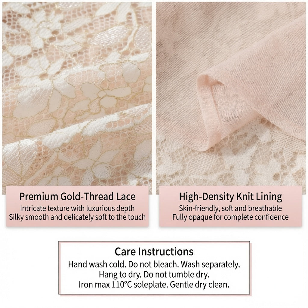 The Elara Gold-Threaded Lace Corset Midi